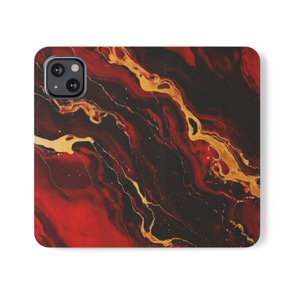 Crimson and Black Marble | Wallet Phone Case