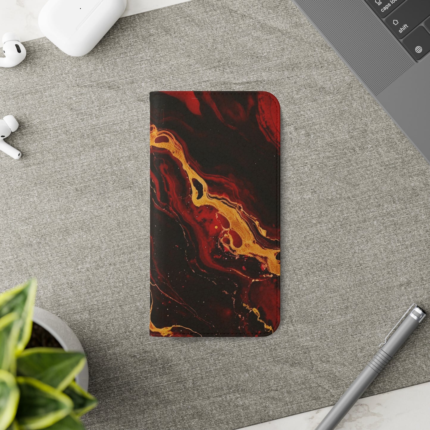 Crimson and Black Marble | Wallet Phone Case