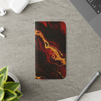 Crimson and Black Marble | Wallet Phone Case