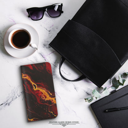 Crimson and Black Marble | Wallet Phone Case