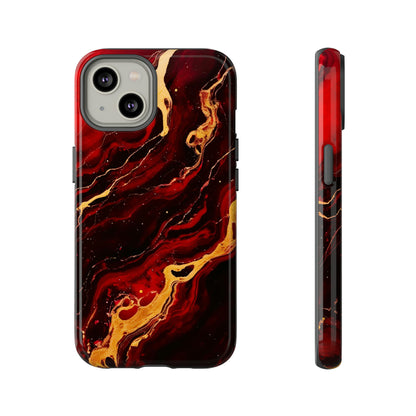 Crimson and Black Marble | Tough Phone Case