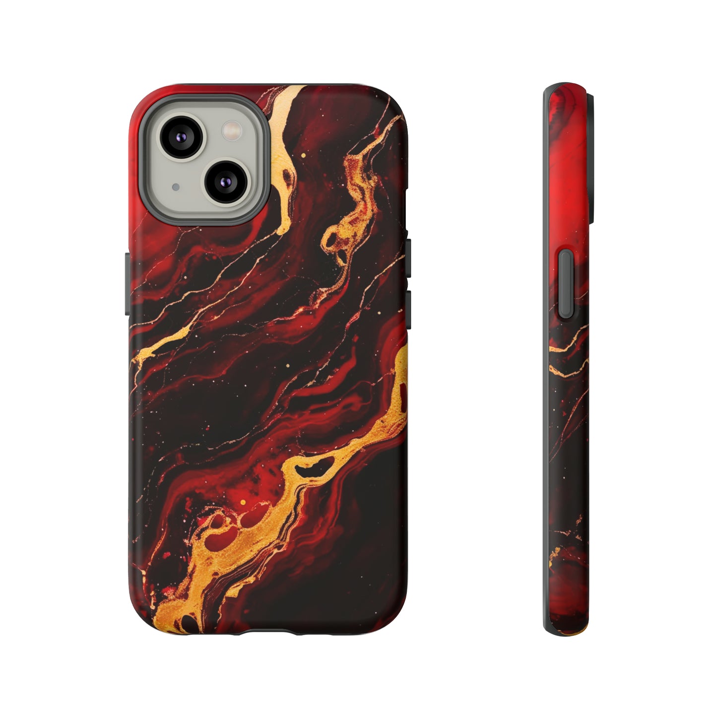 Crimson and Black Marble | Tough Phone Case