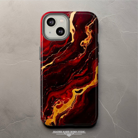 Crimson and Black Marble | Tough Phone Case