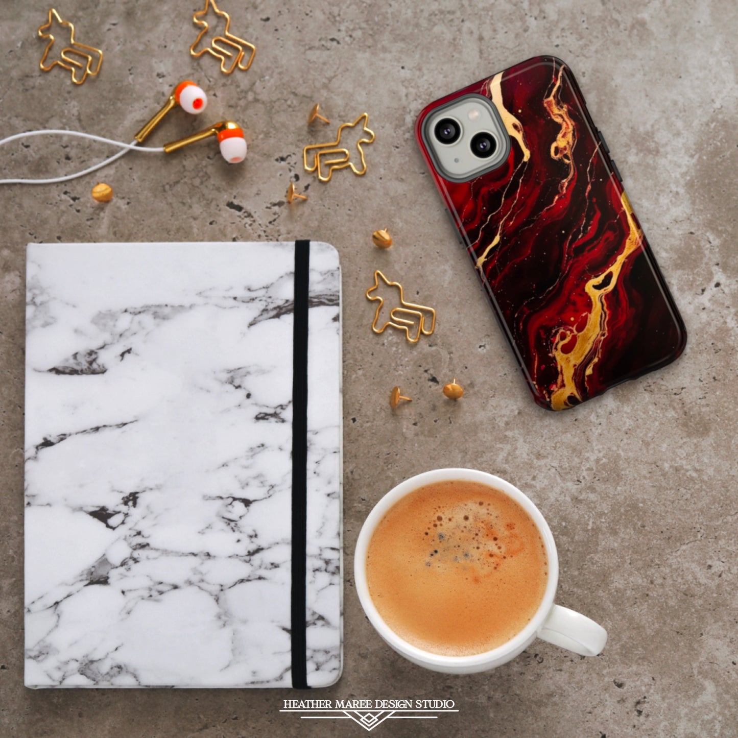 Crimson and Black Marble | Tough Phone Case