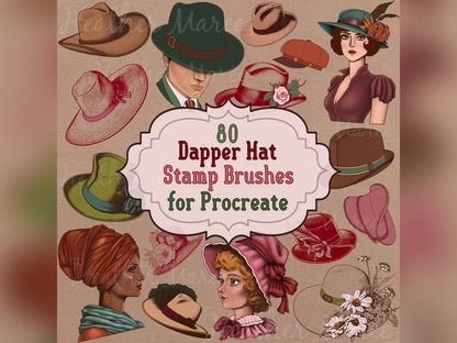 Hat and Portrait | Procreate Stamp Brushes