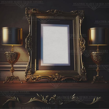 Antique Vertical Frame on a Table Mockup