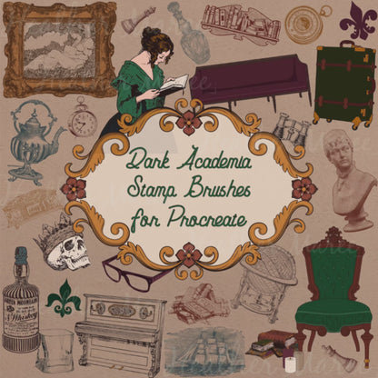 Vintage Dark Academia | Procreate Stamp Brushes