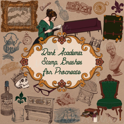 Vintage Dark Academia | Procreate Stamp Brushes