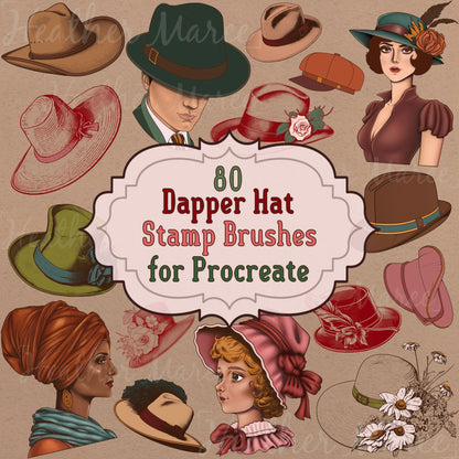 Hat and Portrait | Procreate Stamp Brushes