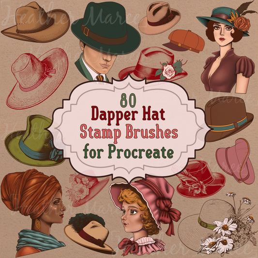 Hat and Portrait | Procreate Stamp Brushes