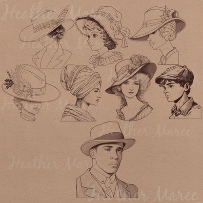 Hat and Portrait | Procreate Stamp Brushes