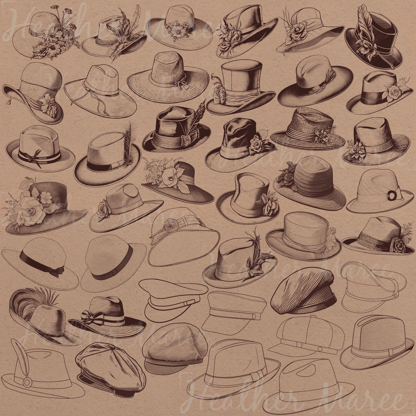 Hat and Portrait | Procreate Stamp Brushes