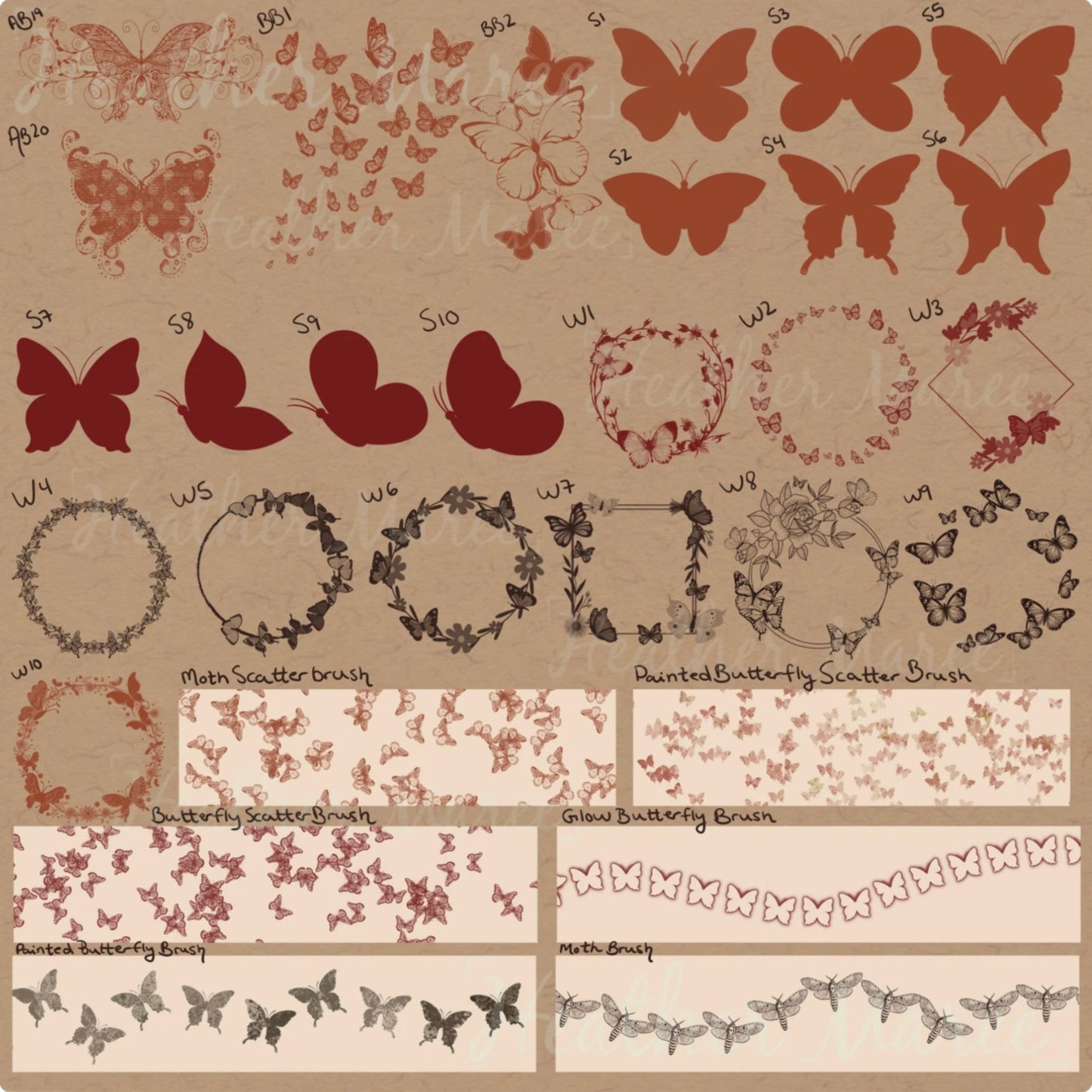Butterflies and Moths | Procreate Stamp Brushes