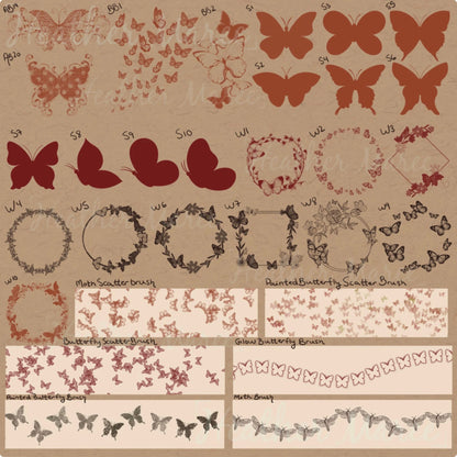 Butterflies and Moths | Procreate Stamp Brushes