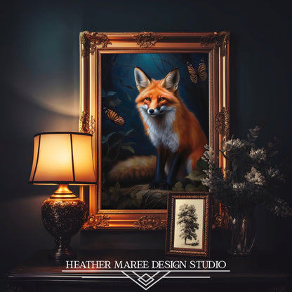 Red Fox with Butterflies