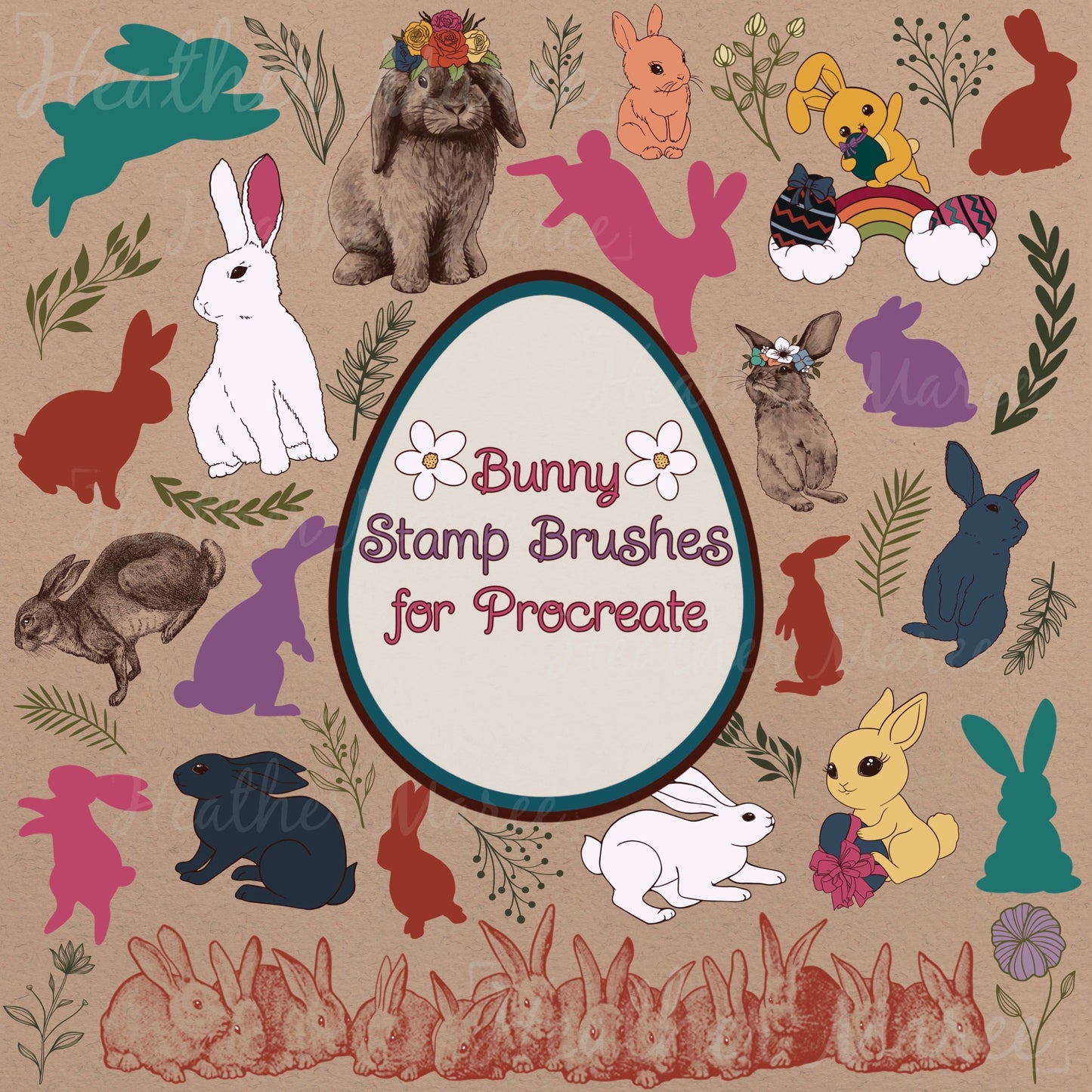 Rabbit and Bunny | Procreate Stamp Brushes
