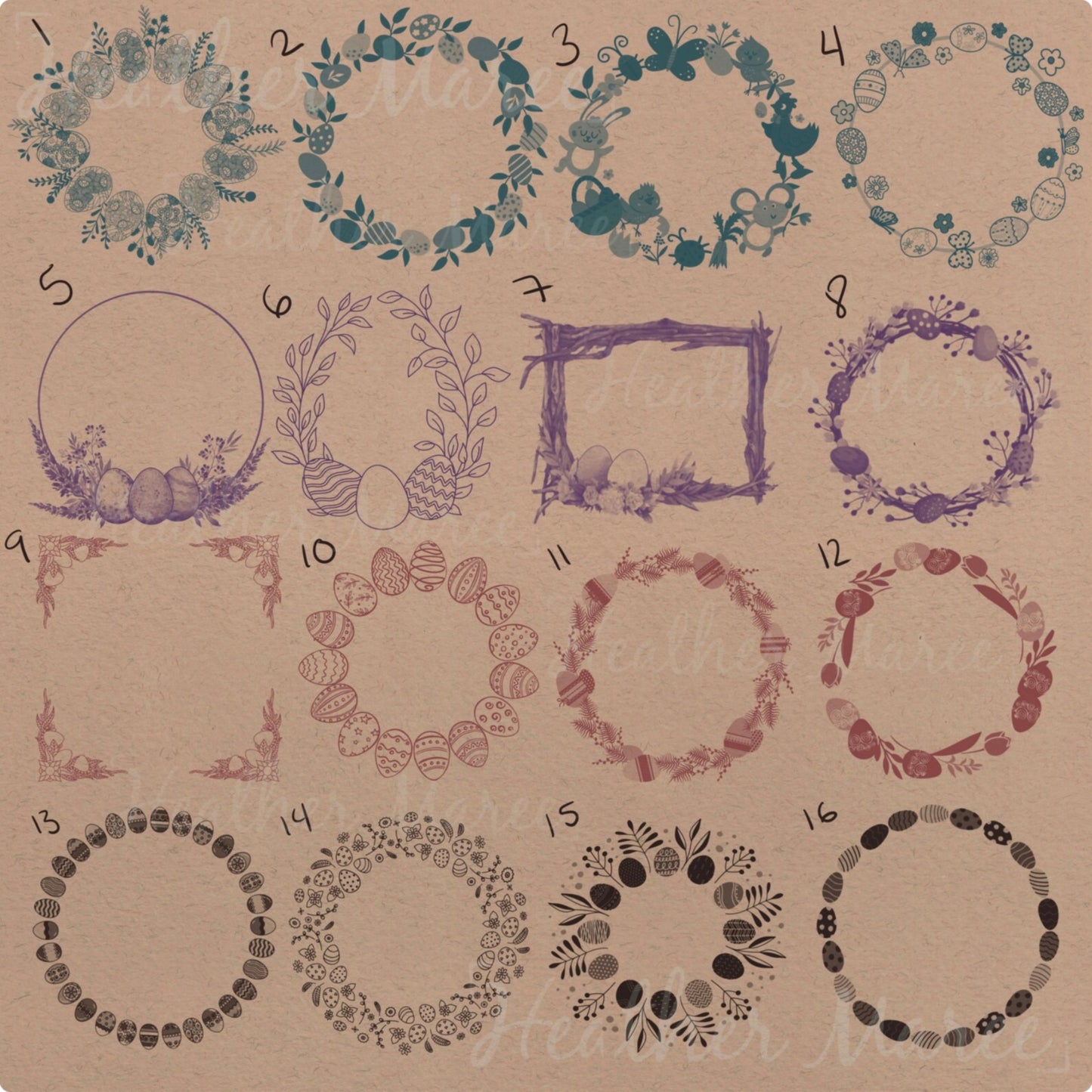 Frames and Easter Greetings | Procreate Stamp Brushes