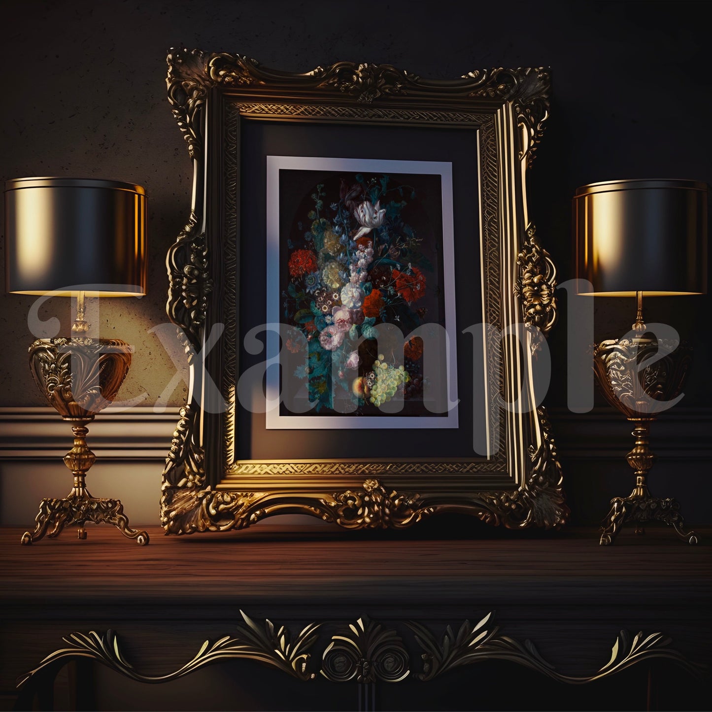 Antique Vertical Frame on a Table Mockup