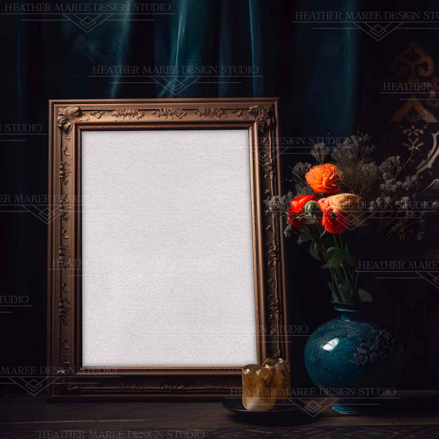 Bronze Moody Table Frame Mockup