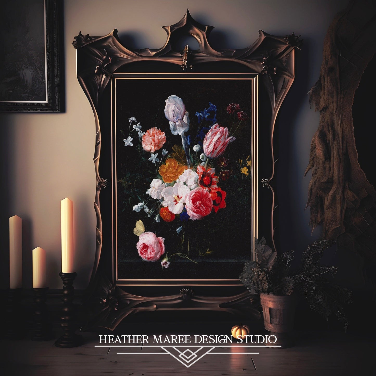 A Bouquet of Flowers in a Crystal Vase