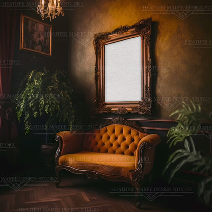 Ornate Wood Hanging Frame Mockup